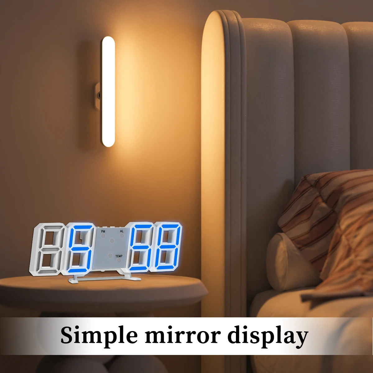 7 colors 3D LED Digital Clock Luminous Fashion Wall Clock Multifunctional Creative  Electronic Clock Home Decoration