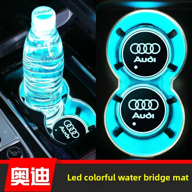 Podświetlana podkładka pod kubek samochodowy LED 7 kolorów do Audi Sline A3 A4 A5 A6 A7 A8 Q3 Q5 Q7 S3 S4 S5…