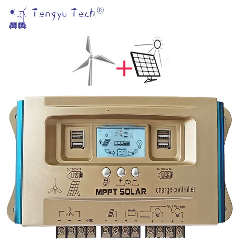 Wind Solar Hybrid Charge Controller MPPT，24/36/48/60V Buck-Boost Off-Grid PV Controller
