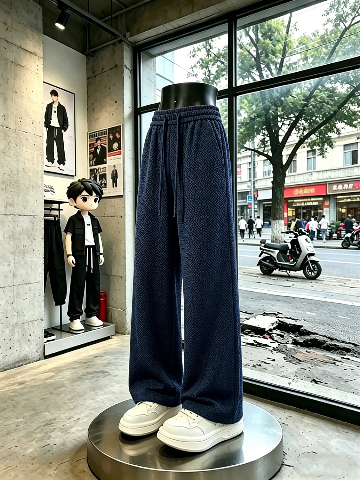 

Lightweight Breathable Men's Summer Sports Pants Straight Leg Casual Trousers Texture Sensation Loose Fit Elastic Waist