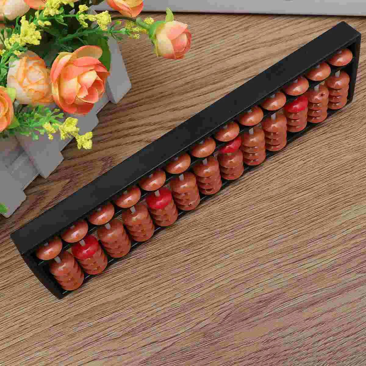 Portable 13 Rods Plastic Arithmetic Abacus Soroban Calculating Tool Educational Tools for Students Kids Brown