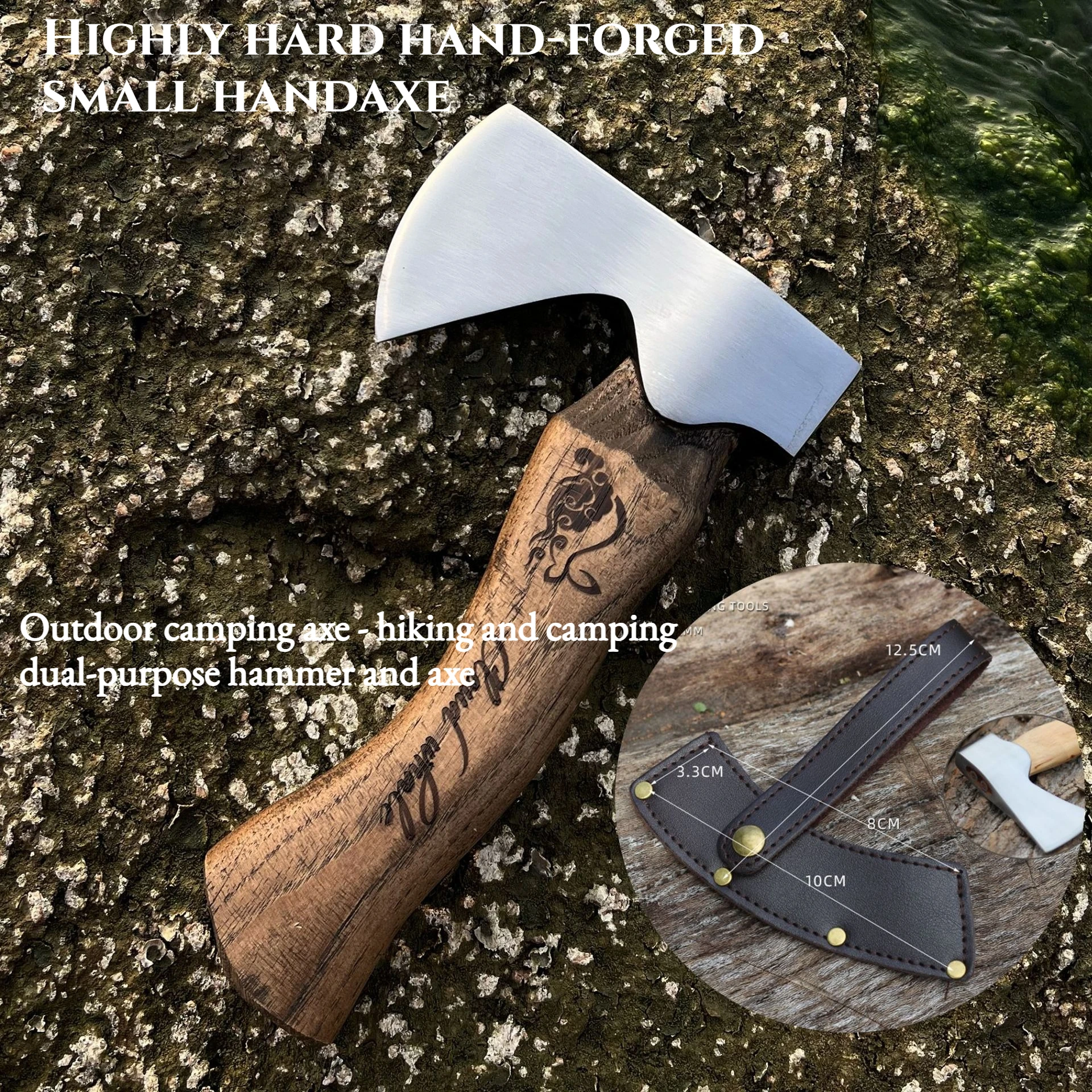 

Outdoor Camping Axe Hiking Portable T-actical Axe with Dual Functions Hammer Axe High Hardness Multi-functional Tool