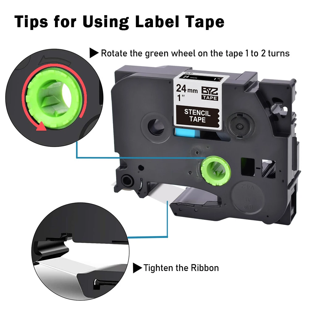 10/20PK 24mm x 8m Black on White Label Tape Compatible for tze TZ TZe 251 Standard Laminated Ribbon for P-Touch Label Printer