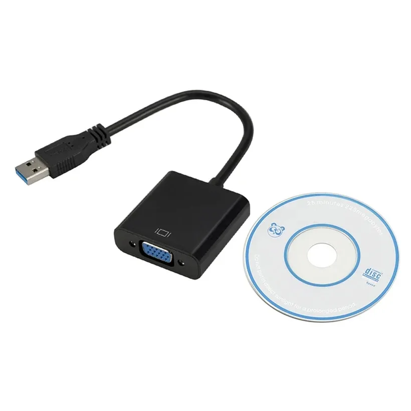 MnnWuu USB 3.0 do Adapter VGA zewnętrznej karty graficznej z wyświetlaczem lustrzanym konwerter wyświetlacza dla Win 7/8/10 Laptop 1080p