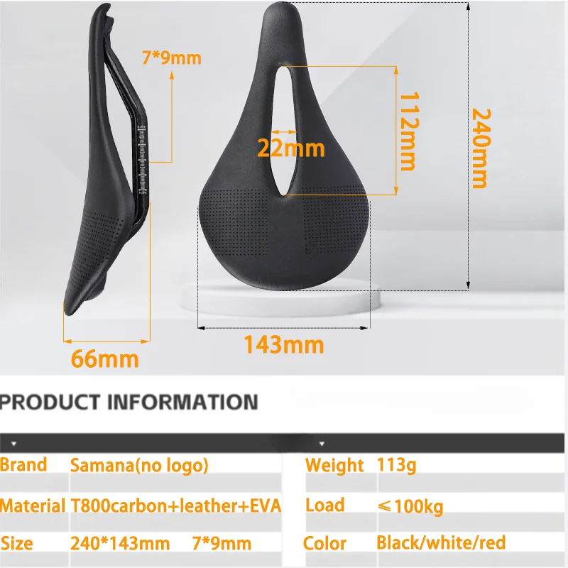 Carbon Fiber Road Mtb Saddle, Super Light, Leather Cushions, Ride Bicycles Seat, Use 3K T700 Carbon Material Pads, New, 2022