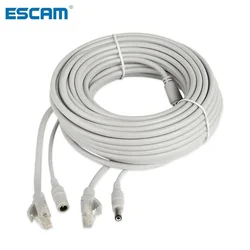 ESCAM 30m/20m/15m/10m/5m RJ45 + DC 12V Güç Lan kablo kordonu Ağ Kabloları CCTV ağ IP Kamera için