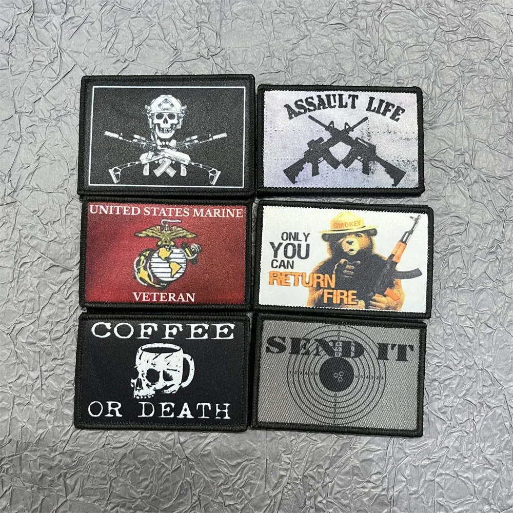

Gun Printing Stickers for Clothes Military Tactical Patches Backpack SEND IT Wappen Hook and Loop Patch Appliques