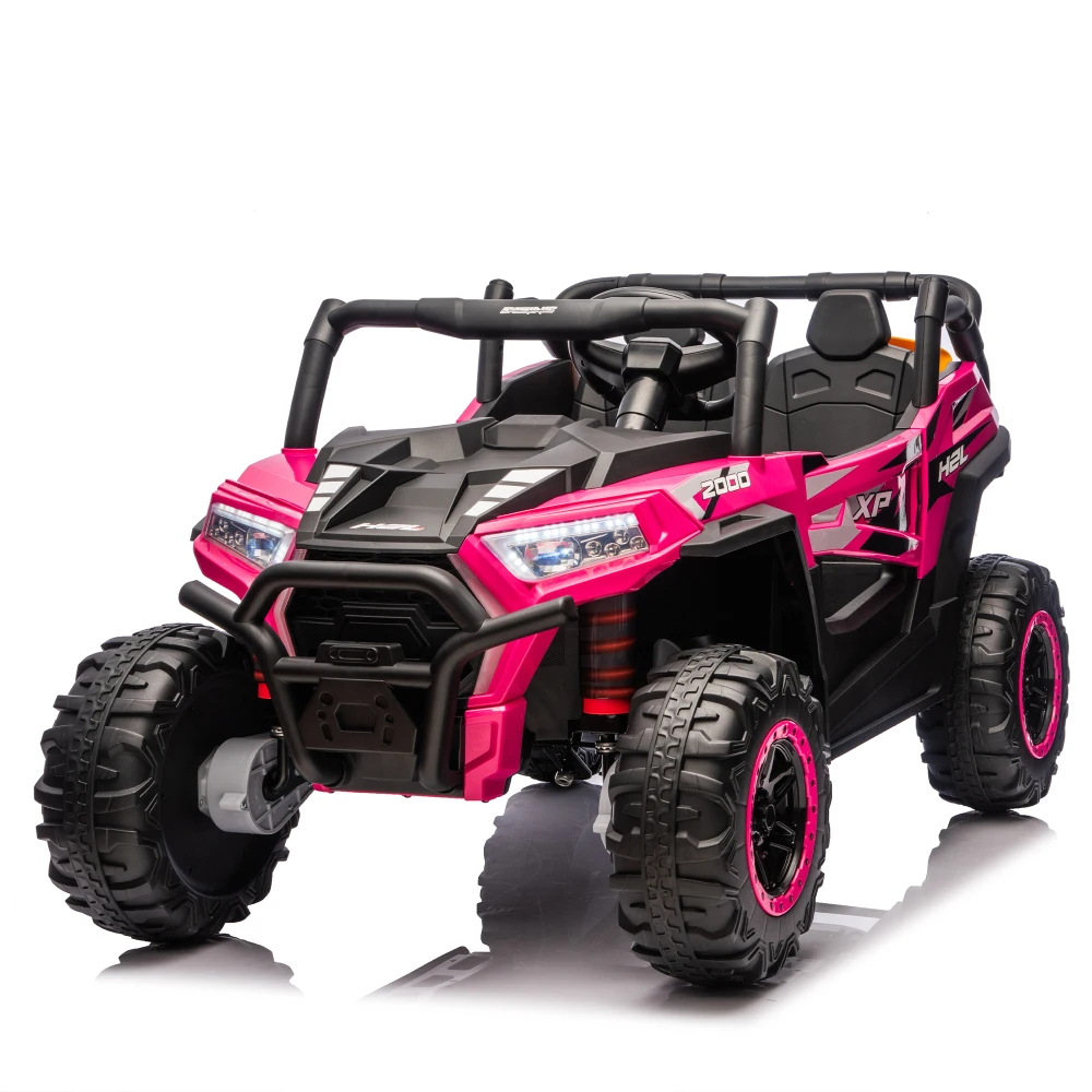 24V 2-Seater Kids Ride-On UTV 4WD Four-Wheel Suspension Headlights Power Display Storage Space Included Shovel Bluetooth age 3+