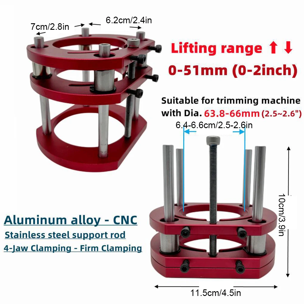 Router Lift Kit W/ Aluminum Router Plate for 65mm Diameter Motors Woodworking Router Table Workbench Trimmer Engraving Machine