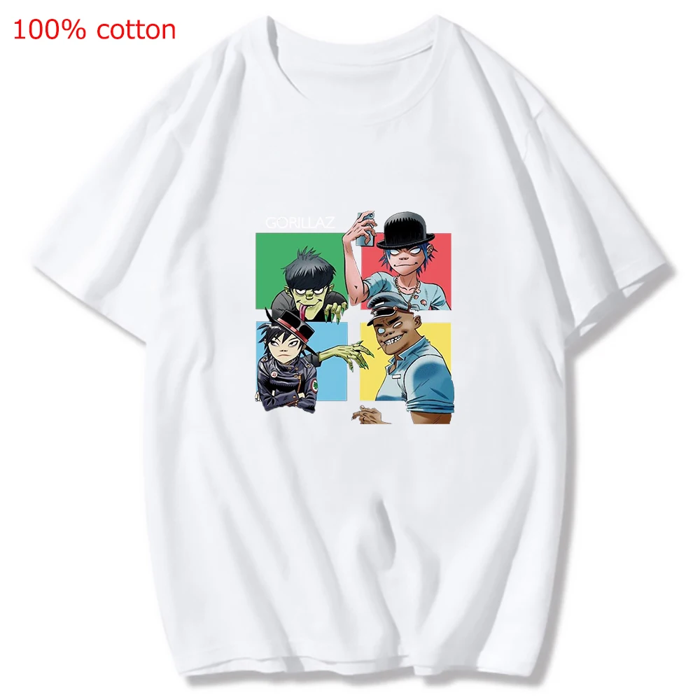 British Virtual Band Gorillaz T-shirts Printed Streetshirts Casual Short-sleeve Men Women\'s Shirt Urban Oversized Female T Shirt