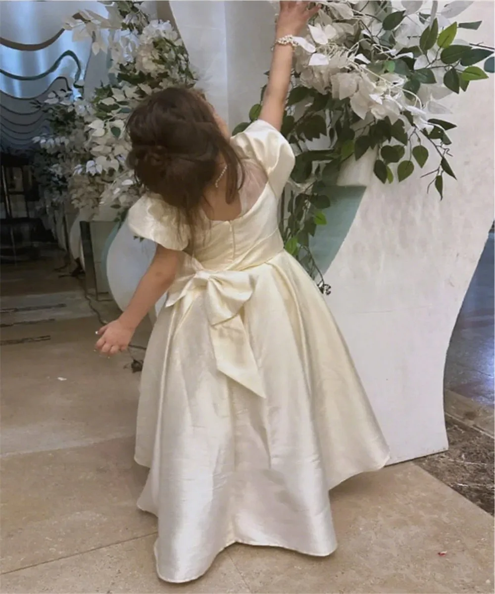 elegant-satin-flower-girl-wedding-dress-sequined-with-bow-bubble-sleeves-assymetrical-princess-birthday-party-gown-customized