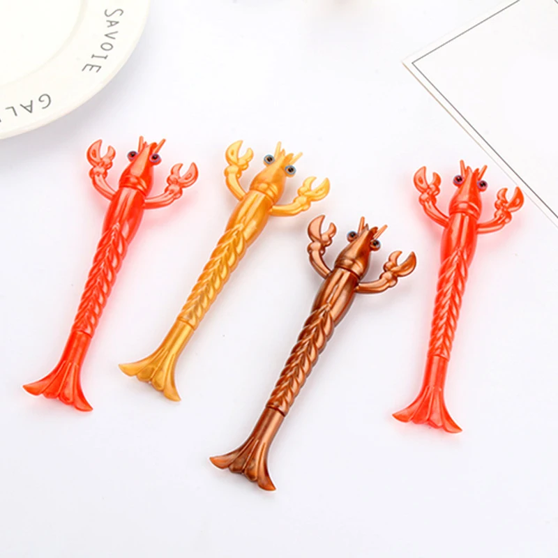 2Pcs Hot Creative Cartoon Funny Crawfish Neutral Pen Novelty Fun Spicy Crawfish Black Water-based Pen Kids Toys Pen