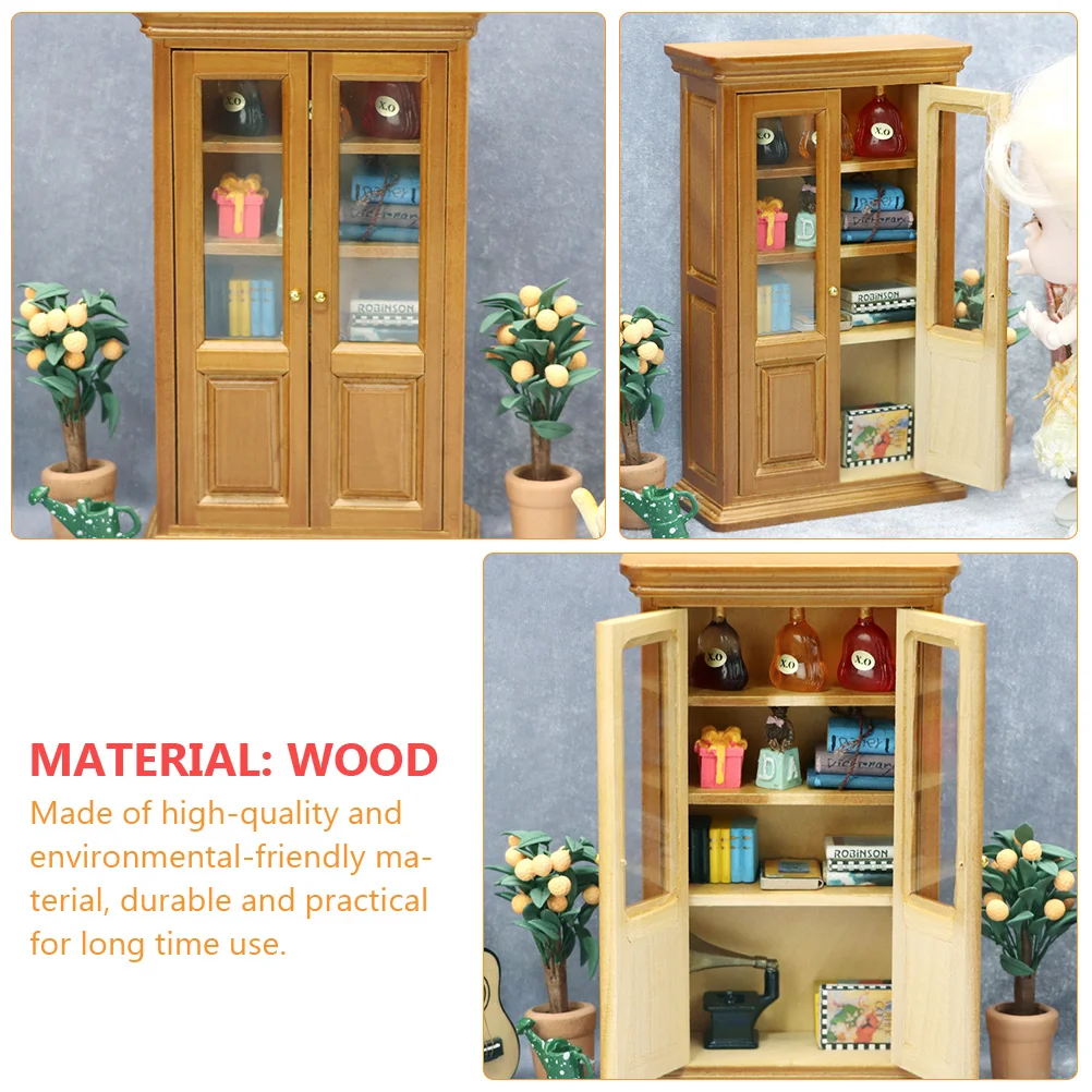 Mini Maroon Bookcase Durable Environmental-Friendly For House Furniture Vertical Cabinet Micro Scene Study Decor Kids Room Gift