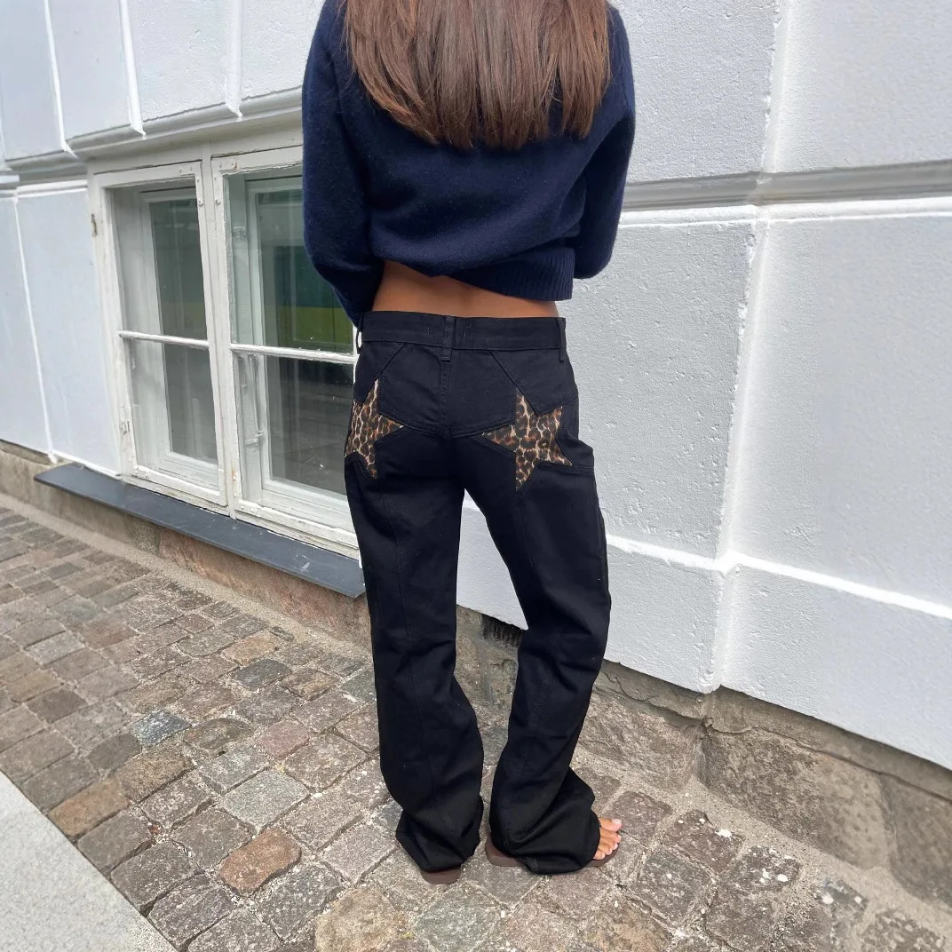 Stars Print Jeans Hip Hop Streetwear Baggy Denim Pants Low Waist Jeans Harajuku American Style Women Clothing