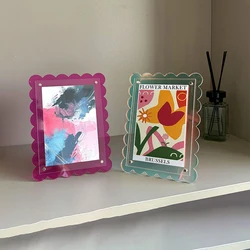Scalloped Acrylic Picture Frame Neon Magnetic Acrylic Tabletop Desk Frame Decoration Colored Modern Photo Frame for Home Office