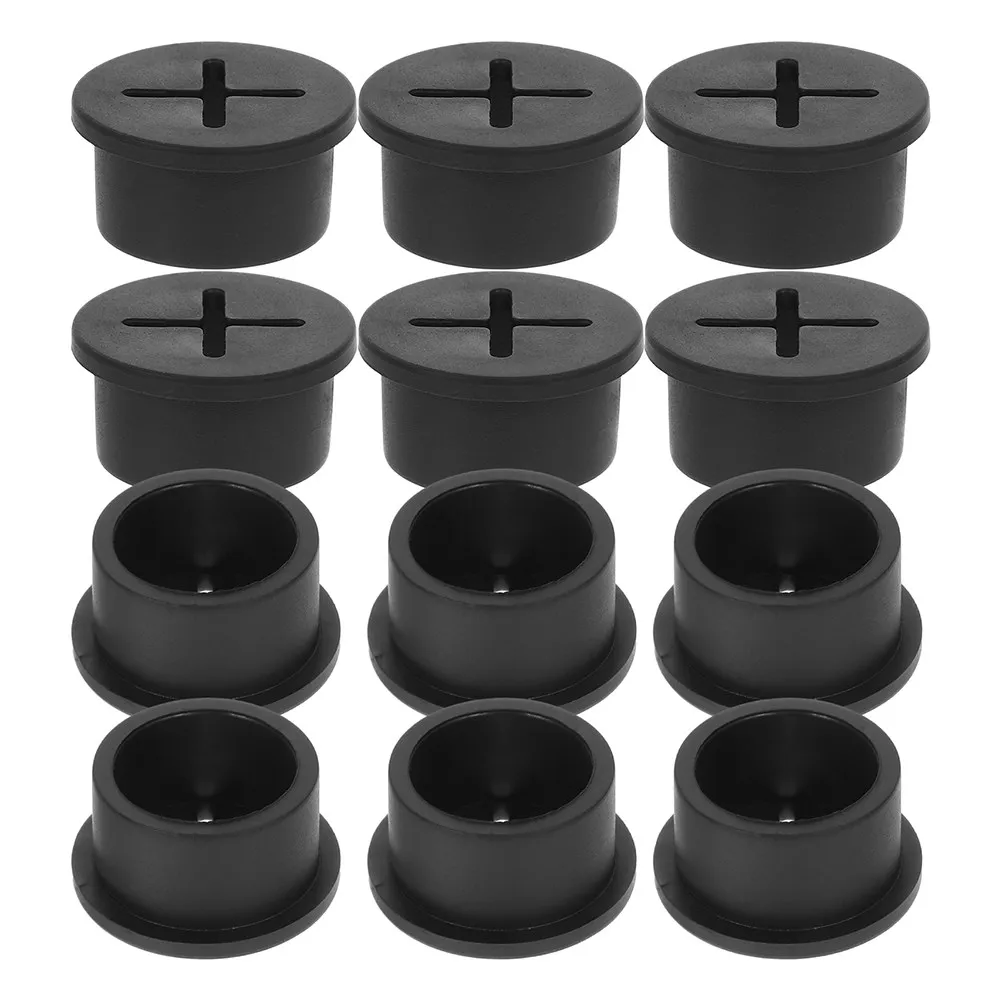 20Pcs Black Rubber Desk Hole Cover Flexible Cord Grommets Cable Hole Organizers for Office Furniture Rubber Gromemts for Wiring