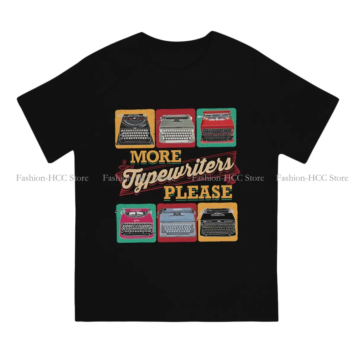 Colorful Hipster Polyester TShirts Typewriters Male Graphic Tops T Shirt O Neck