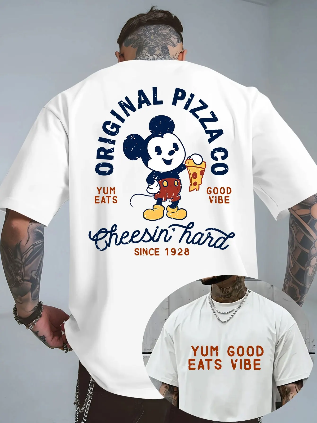 Camiseta con estampado de Mickey Mouse de Disney para hombre, ropa de actividades temáticas y ocio diario, manga corta de algodón Unisex de gran tamaño, verano
