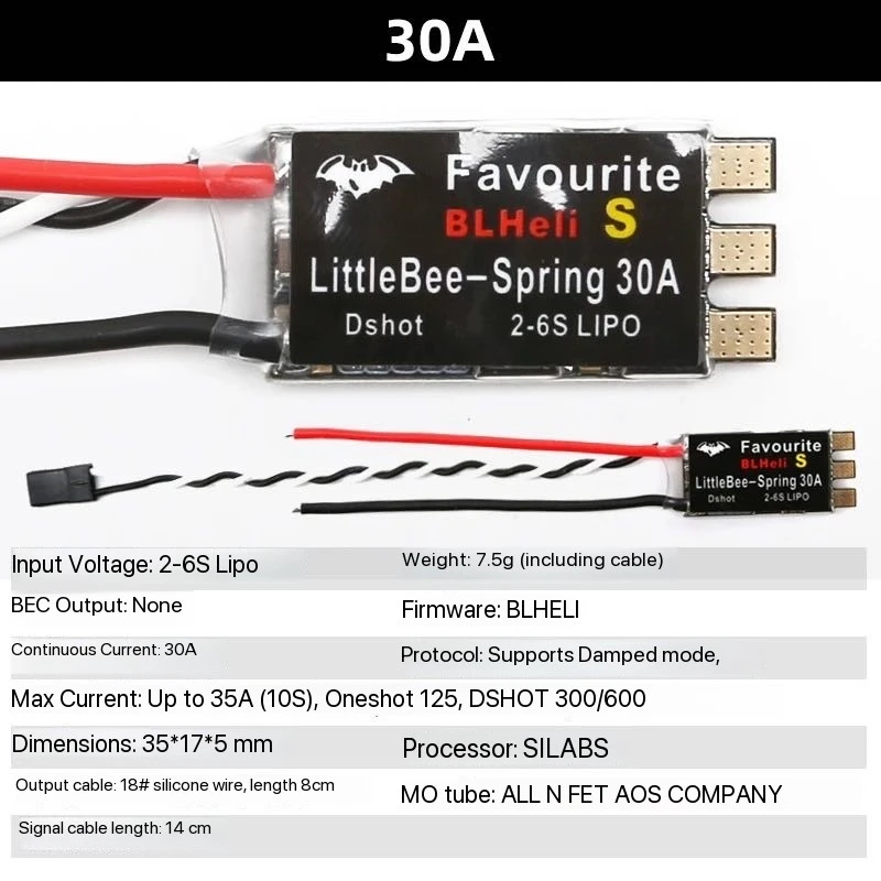 1 uds/4 Uds Little Bee BLHELI-S 20-30A ESC sin escobillas 2-6S compatible con DSHOT Oneshot42 OneShot125 multicóptero FPV QAV250 220 280FPV
