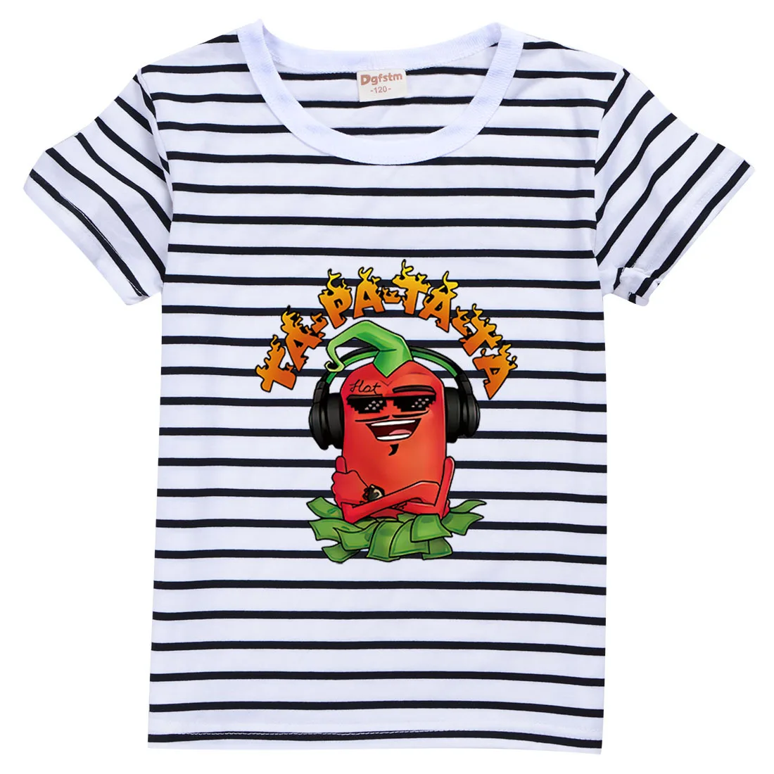 

2022 Summer Merch Edison Pepper Kids Cartoon Chilli Hot T Shirt Baby Boys Clothing Girls Striped Shirt Children Short Sleeve Top