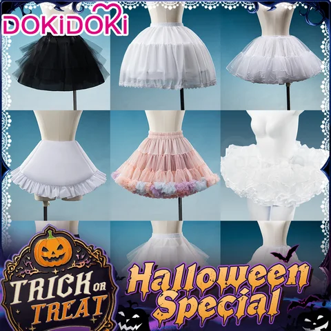 IN STOCK Underskirt Petticoats Bustle Cosplay Props DokiDoki Halloween Skirt Dress Petticoats Long Short White Black Bustle