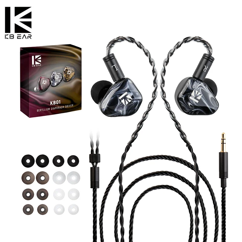 

KBEAR KB01 Beryllium Diaphragm Dynamic Drvier Earbuds Headphones Noise Cancelling Earphones In Ear Sport Headset KZ Moondrop IEM