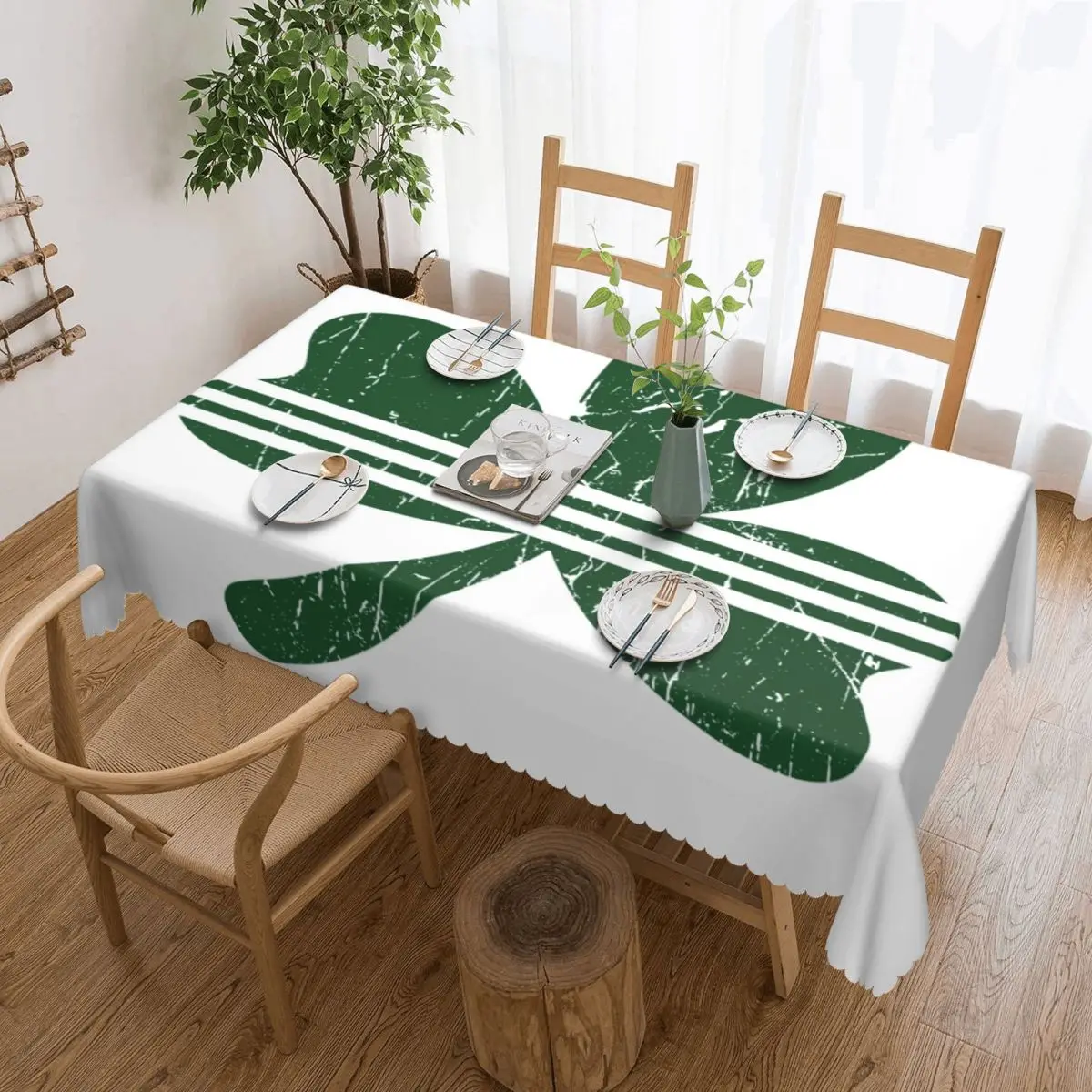 Custom Four Leaf Clover Floral Saint Patrick Day Tablecloth Rectangular Oilproof Irish Blessing Shamrock Table Cloth Cover