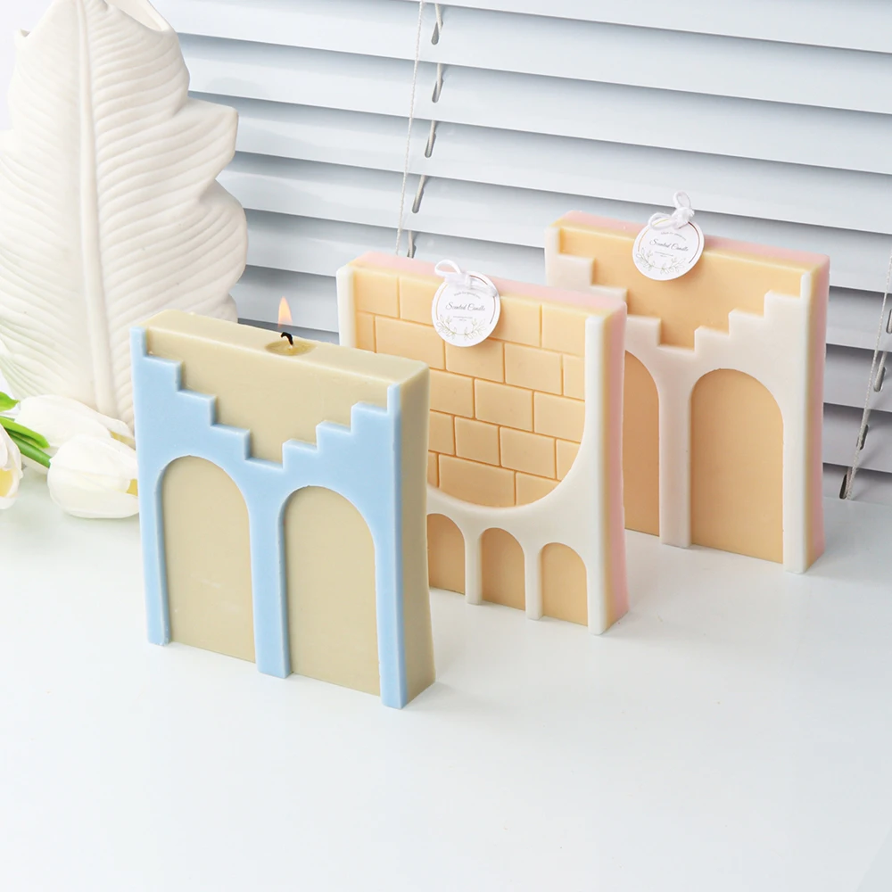 Diy Square Brick Wall Silicone Candle Mold Arch Wall Geometric Ladder Aromath Plaster Ornament Cake Chocolate Soap Silicone Mold