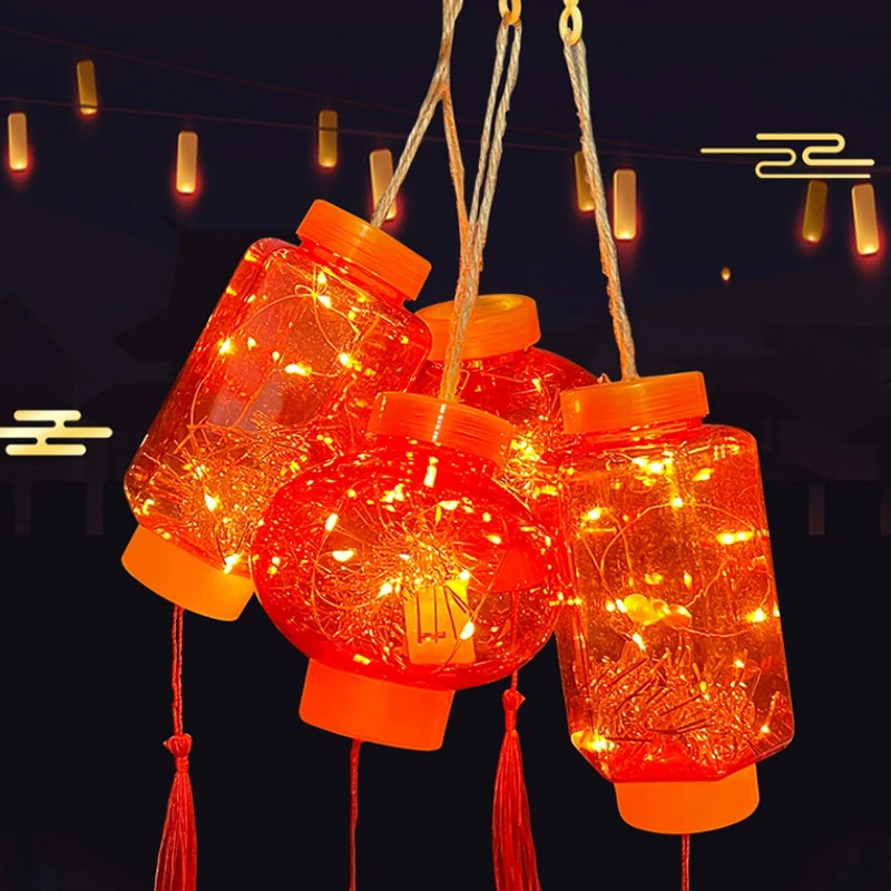 New Funny LED Glowing Lanterns Creative Handheld Red Lantern Toys New Year Celebration Decoration Children's Holiday Party Gift