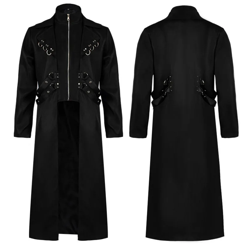 Men's Steampunk Medieval Coat Gothic Renaissance Vampire Halloween Costume