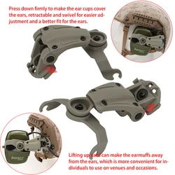 Taktyczny stojak na zestaw słuchawkowy ARC OPS-CORE Adapter szynowy do kasku dla Howard Leight Impact Sport Airsoft polowanie strzelanie nauszniki