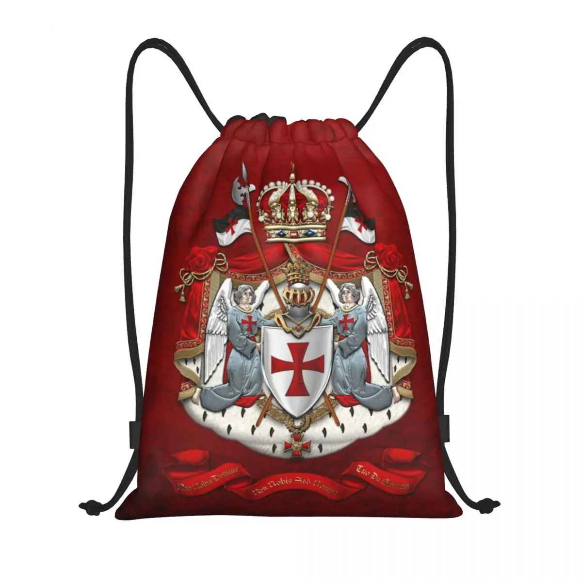 

Knights Templar Flag With Coat Of Arms Drawstring Bags Gym Sports Sackpack Medieval Warrior Cross Training Storage Backpacks