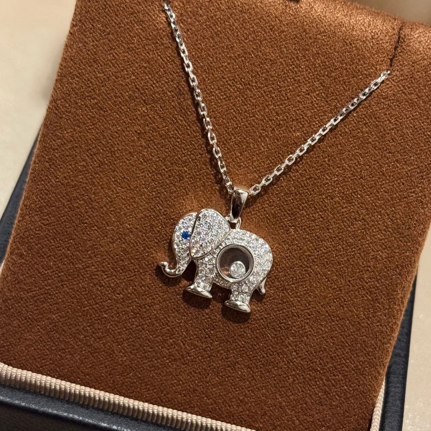 Fine S925 Sterling Silver Platinum Animal Elephant Full Diamond Zircon Pendant Necklace Woman Top Quality Jewelry