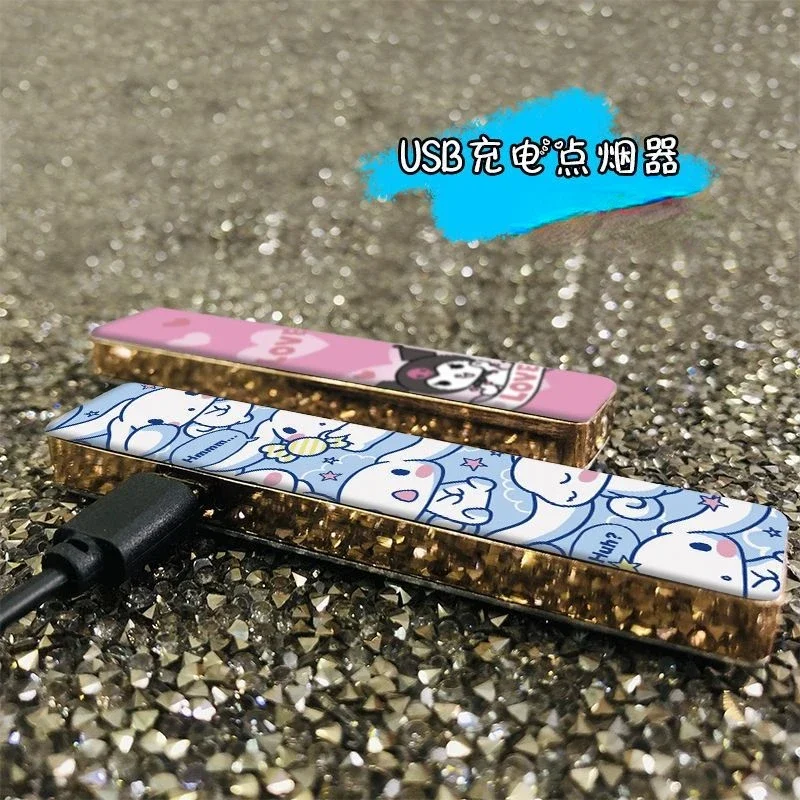 Cinnamoroll Kuromi personalized creative cartoon pattern compact portable rechargeable windproof electronic cigarette lighter