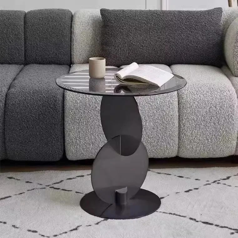 High Class Side Table Modern Round Glass Top Small Coffee Tea Table Living Room Home Furniture Sofa Side Table