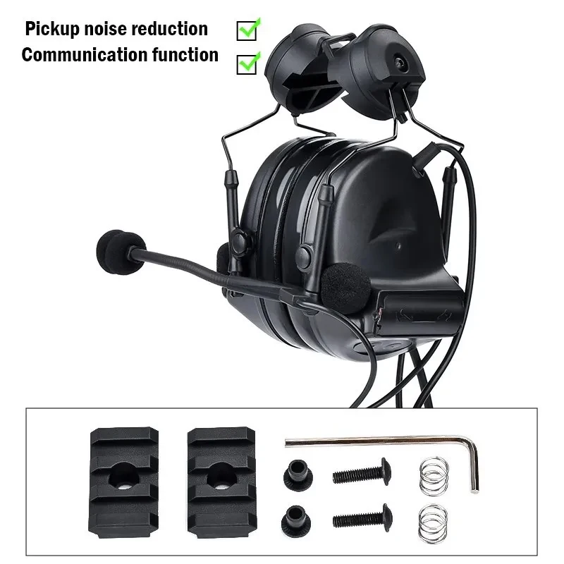 WADSN Tactical Comtact II Helmet Headset Pickup Noise Reduce Headphone With Helmets Bracket CSS Game Shooting Earphone U94 PTT