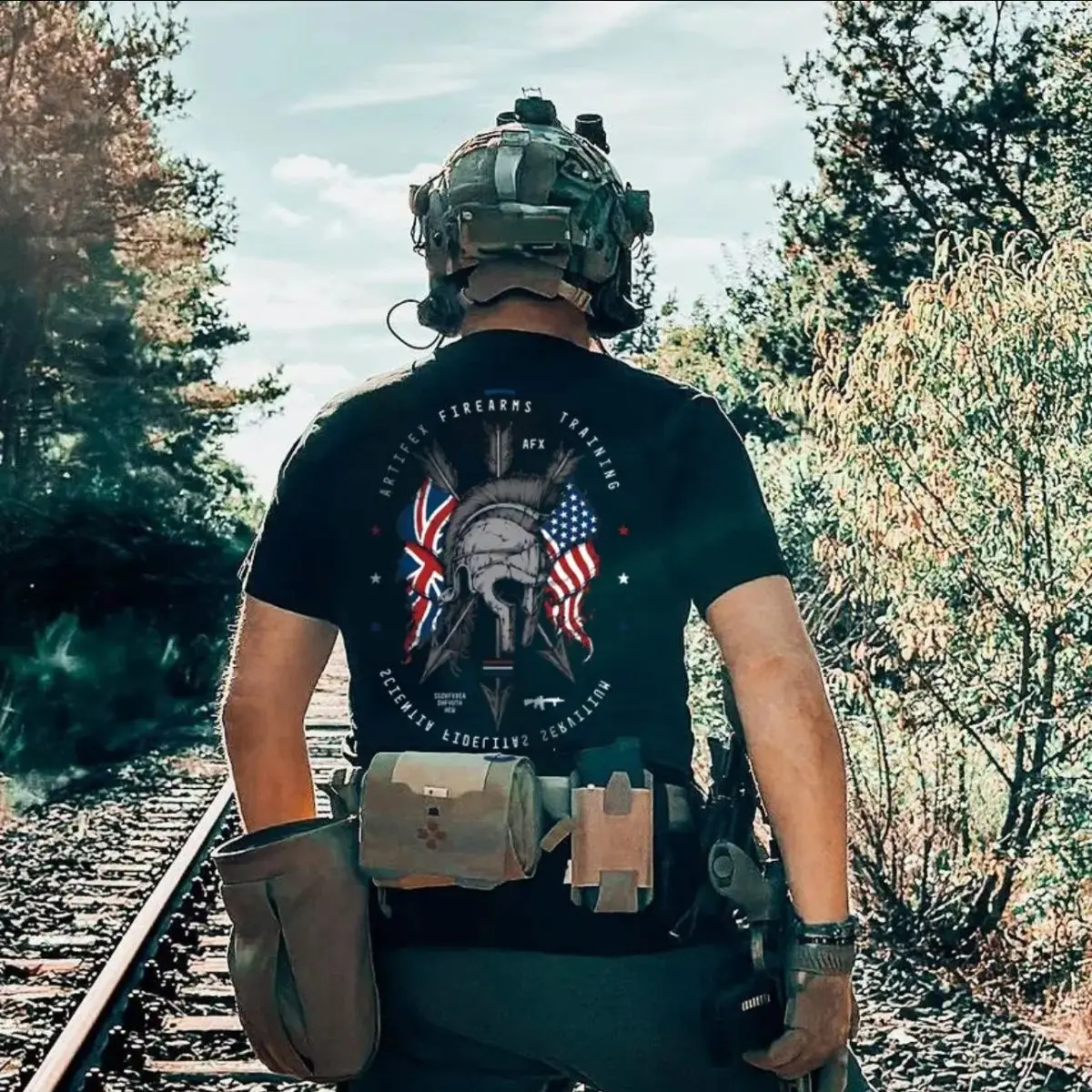 2026 New Tactical Army Fan American Tough Guy Print High Quality Men's Short Sleeve Crew Neck Comfortable Loose T-Shirt