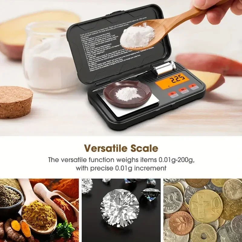 1pc Portable Digital Gram Scale Stainless Steel Jewelry Scale WithLCD Display for Powder Coins Herbs and Food