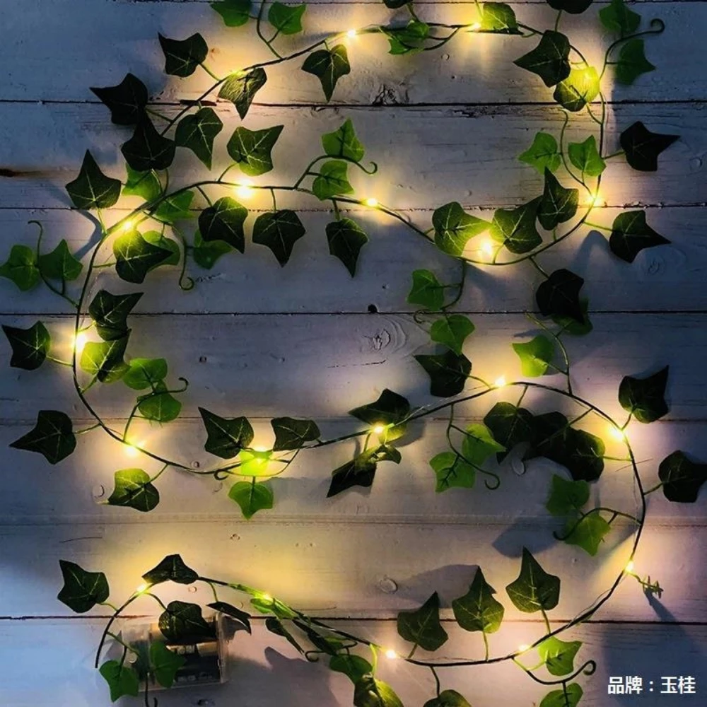 Lampu LED String Daun Eucalyptus Hijau Daun Maple 5V USB Daya Baterai Dekorasi Pernikahan Natal 2M 5M 10M Lampu Peri