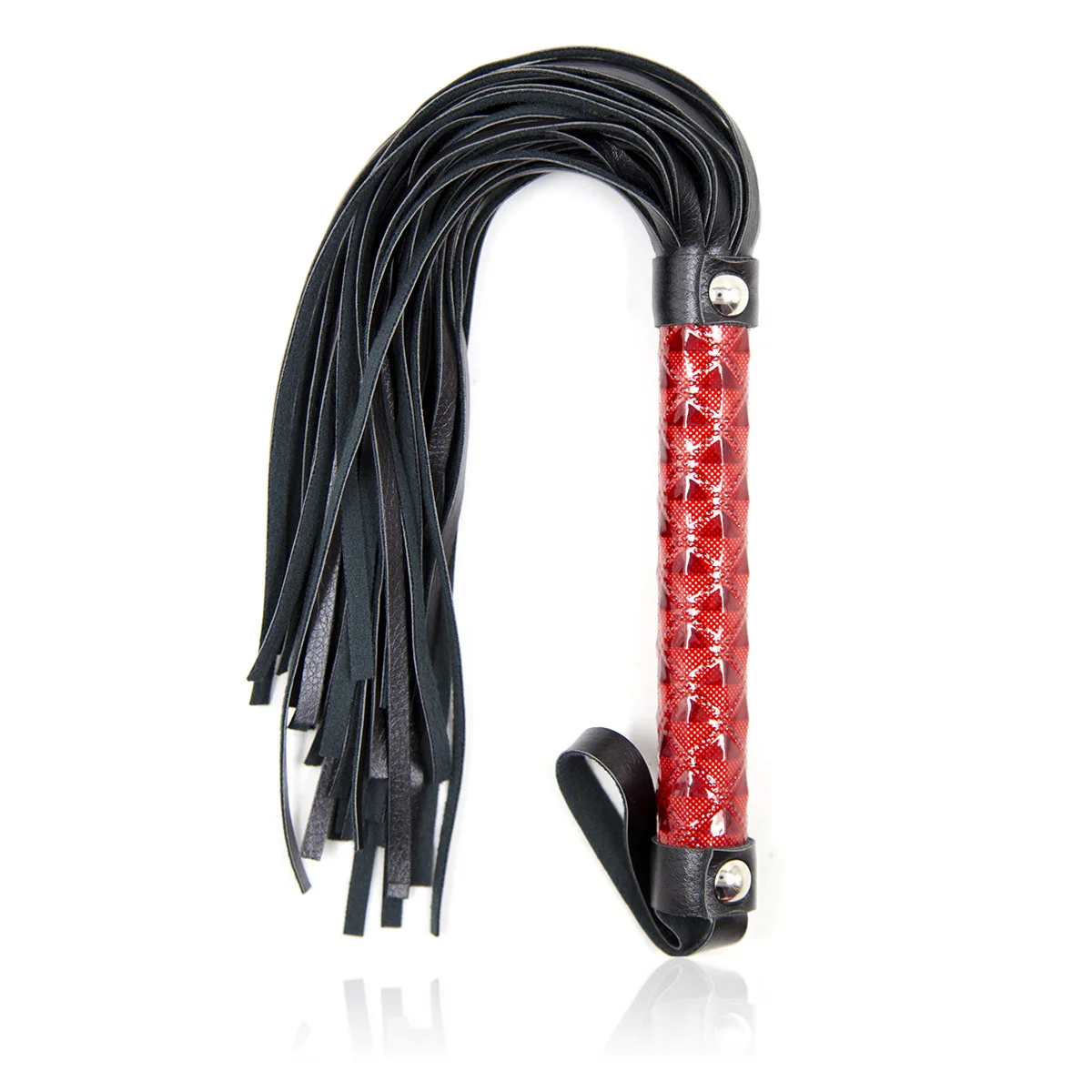 Látigo fetiche de cuero PU para parejas, látigo Flogger negro/marrón/mango rojo, paleta de azotes, anudado, coqueteo, BDSM, juego para adultos, Juguetes sexuales eróticos