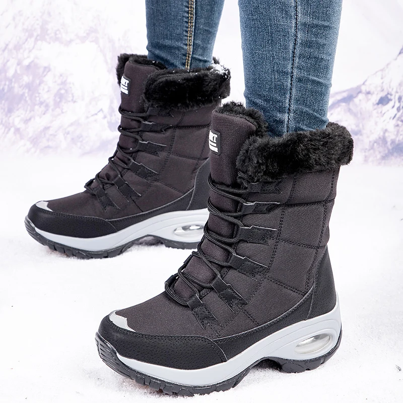 Women\'s Boots 2024 Women Fashion Luxury Snow Boots Versatile Anti Slip Winter Warm Cotton Shoes Comfortable Platform Calf Boots