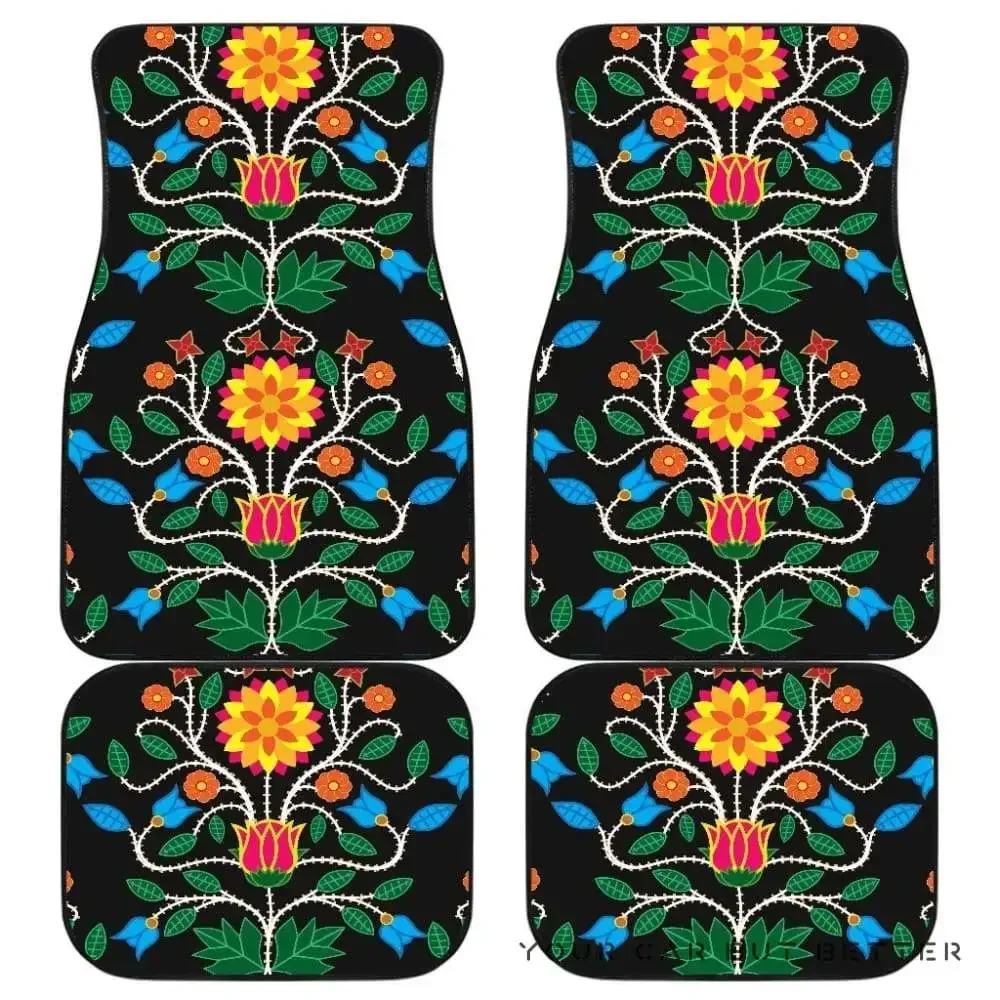 Tapis de sol de voiture 100704, ensemble de 4, 4 glands, broderie florale