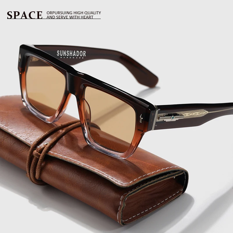 Square frame women street photo sunglasses Luxury brand Tortoisesman designer handmade personalized UV400 acetate sunglasses