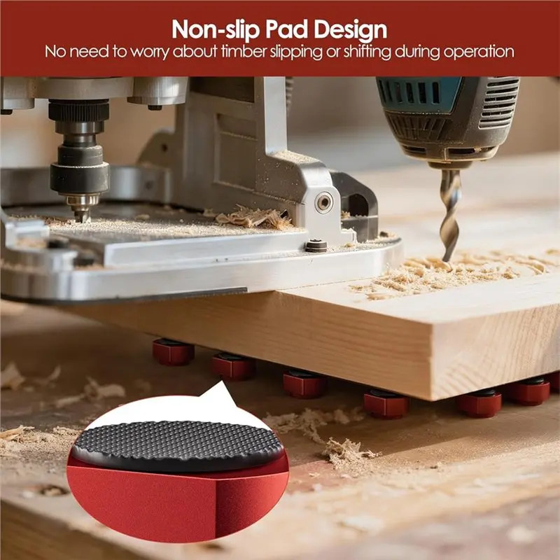 ABRB-Workbench Dogs In 12 Pack, 3/4" Aluminum Alloy Bench Dog Clamp With Non-Slip Pads For Woodworking, DIY Projects