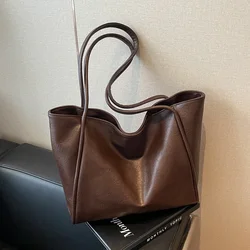 Casual PU Tote Bag 2024 Hot Selling Large Capacity Handbag Solid Color Fashion Handbag Fashion Shoulder Bag Bolso De Mujer