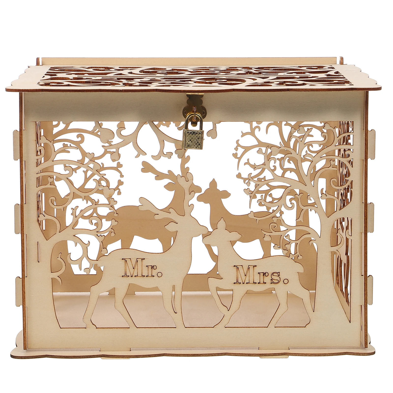 

Wooden Business Card Boxes Hollow Deer Design Environmental Storage Wedding Party Favor Rustic Handmade