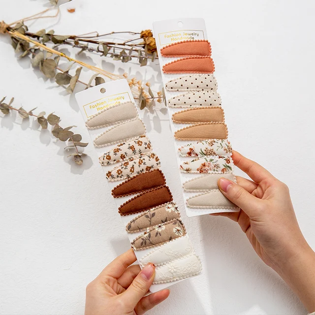 20 sztuk/partia śliczne spinki do włosów dla dzieci kwiatowy nadruk w kropki spinki do włosów księżniczka dziewczyny Plaid Barrettes antypoślizgowe bezpieczne spinki do włosów dla dzieci nakrycia głowy