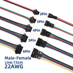 2 3 4 5 6 Pin LED Strip JST SM Connector Male or Female Adapter Plug JST Connector Terminal with 15CM 22AWG Wire for Light Strip