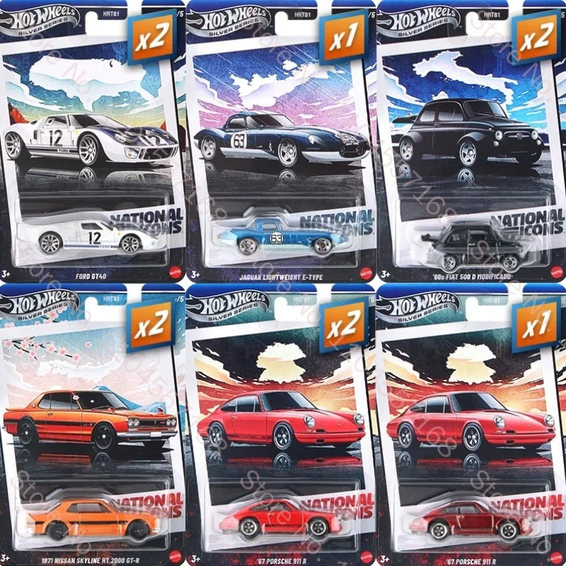 

Hot Wheels Vintage Country Symbol Collection Set 1/64 Diecast Alloy Car Model Porsche 911 Nissan GT-R Sports Car Collectible