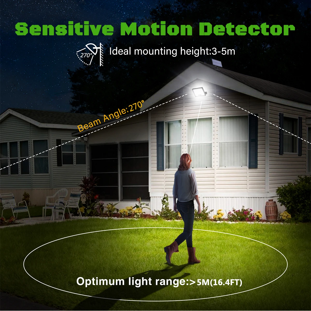 Solar Lights Outdoor with Motion Sensor Solar Flood Lights Waterproof Dusk to Dawn Solar Powered Security Spot Lights for Porch